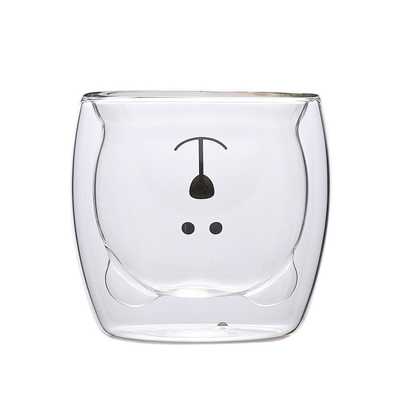 Household animal double glass bear cup