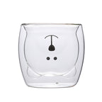 Household animal double glass bear cup