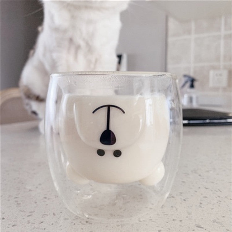 Household animal double glass bear cup