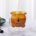 Household animal double glass bear cup