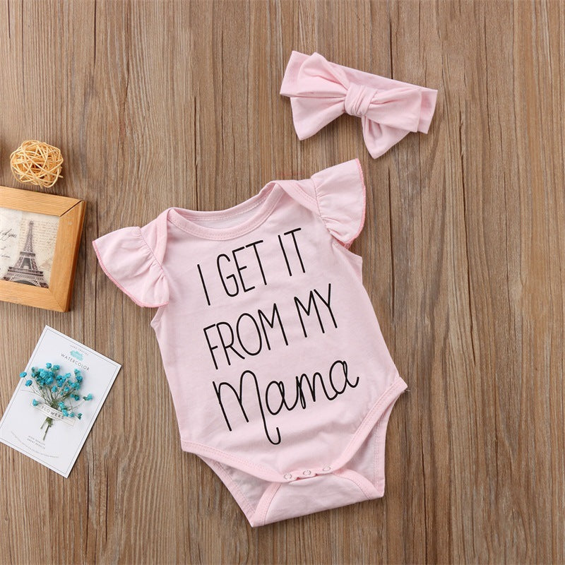 Summer new born baby clothes + headband 2 piece children's overalls