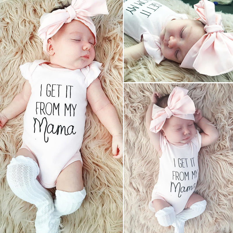 Summer new born baby clothes + headband 2 piece children's overalls