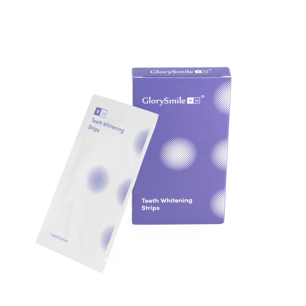 GlorySmile teeth whitening strips packaging on a white background