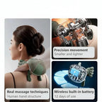 New Upgrade product with a woman using it, close-up of technology, and battery details.