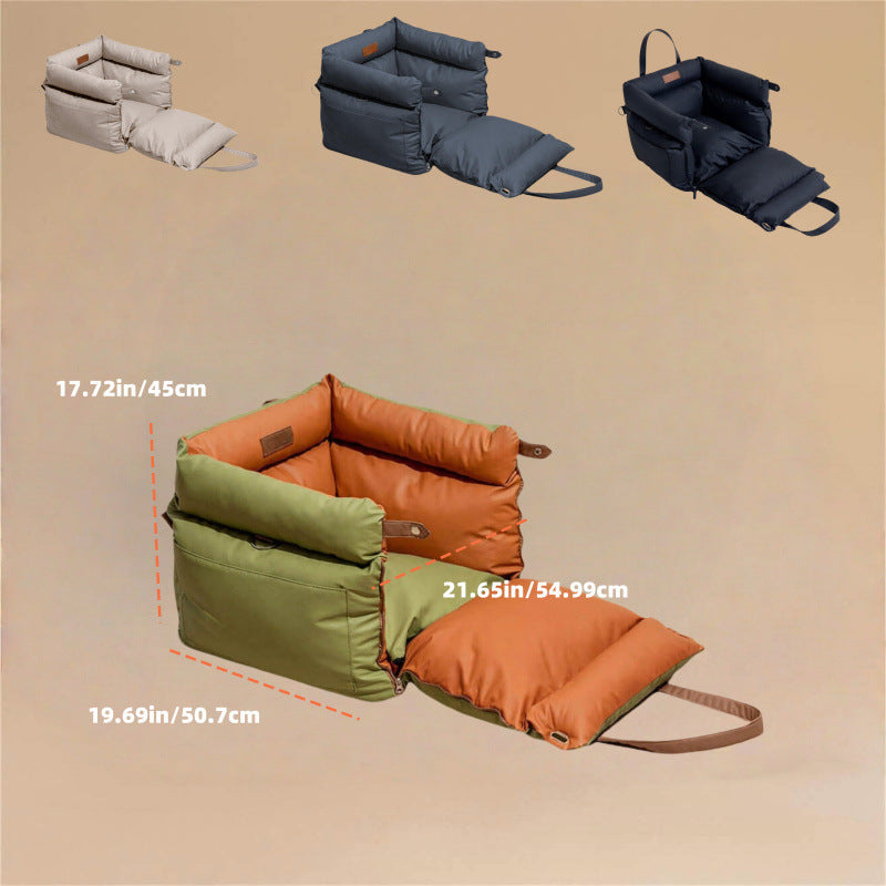 Pet Car Bed, Waterproof and Bite-Resistant Leather Dog Carrier