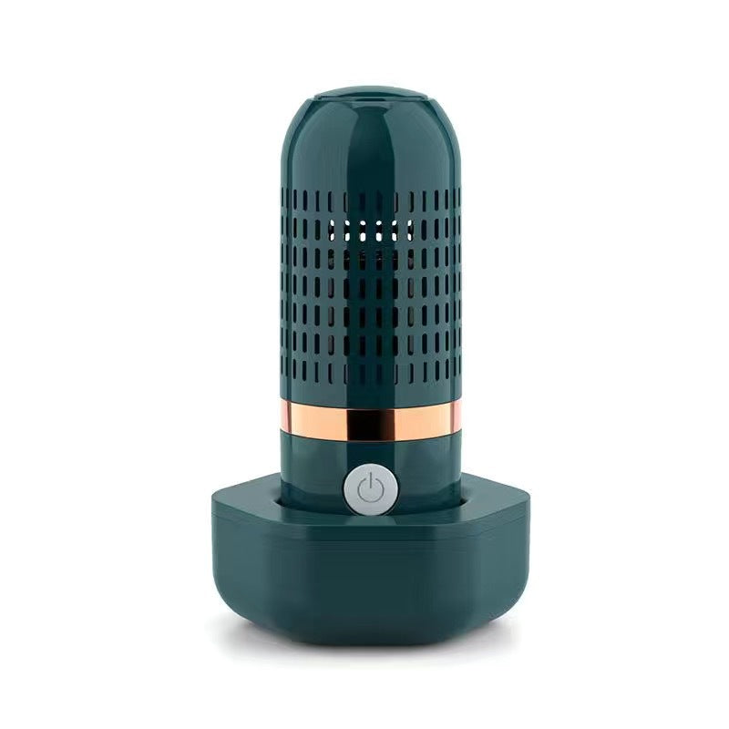 Green and rose gold device on a white background