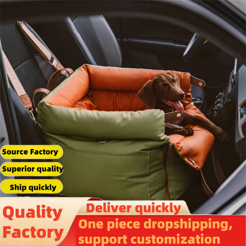Pet Car Bed, Waterproof and Bite-Resistant Leather Dog Carrier