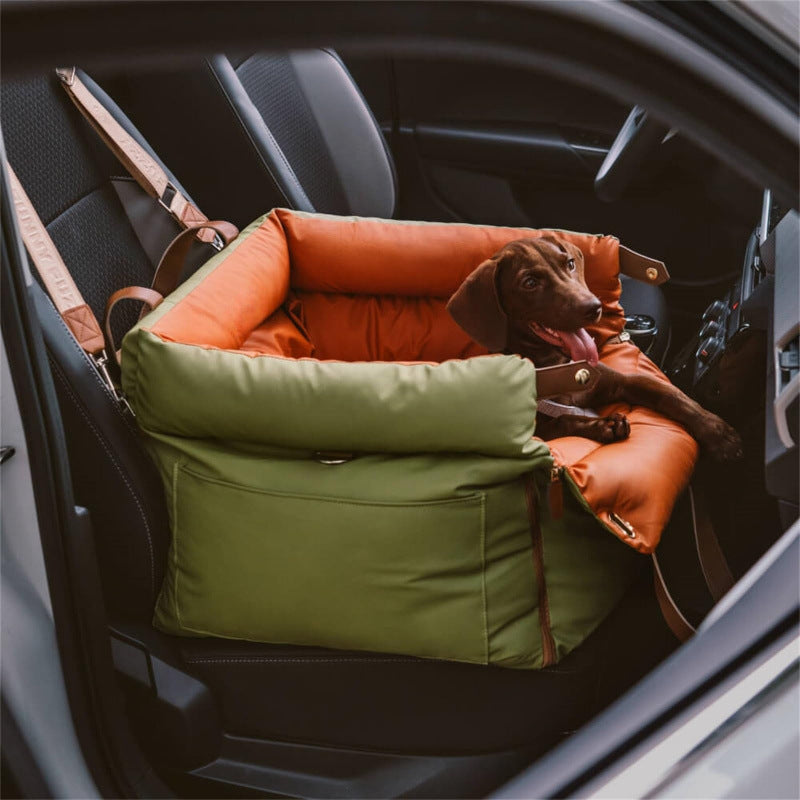 Pet Car Bed, Waterproof and Bite-Resistant Leather Dog Carrier