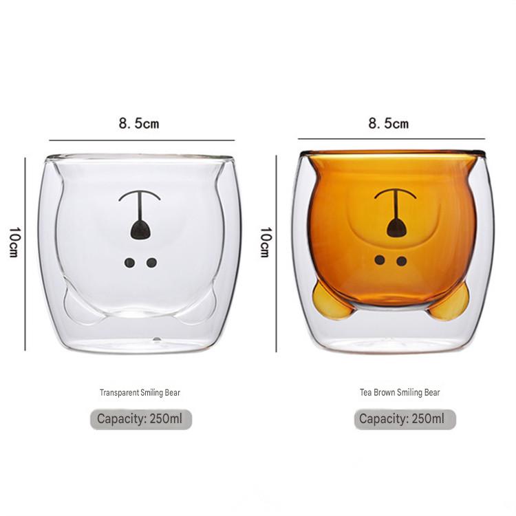 Household animal double glass bear cup