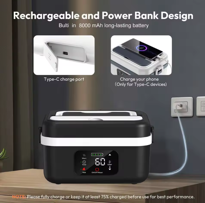 Rechargeable Food Heater with LCD