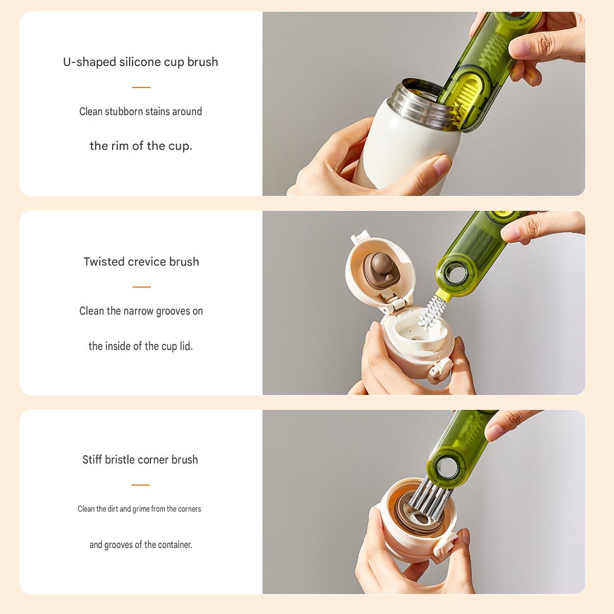 Three-in-one U-shaped cup brush
